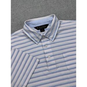 Brooks‎ Brothers Polo Shirt Mens M Pink Original Fit Striped Coastal Preppy